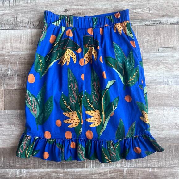 Farm Rio x Anthropologie Ruched Mini Skirt Blue XXS - Picture 4 of 4
